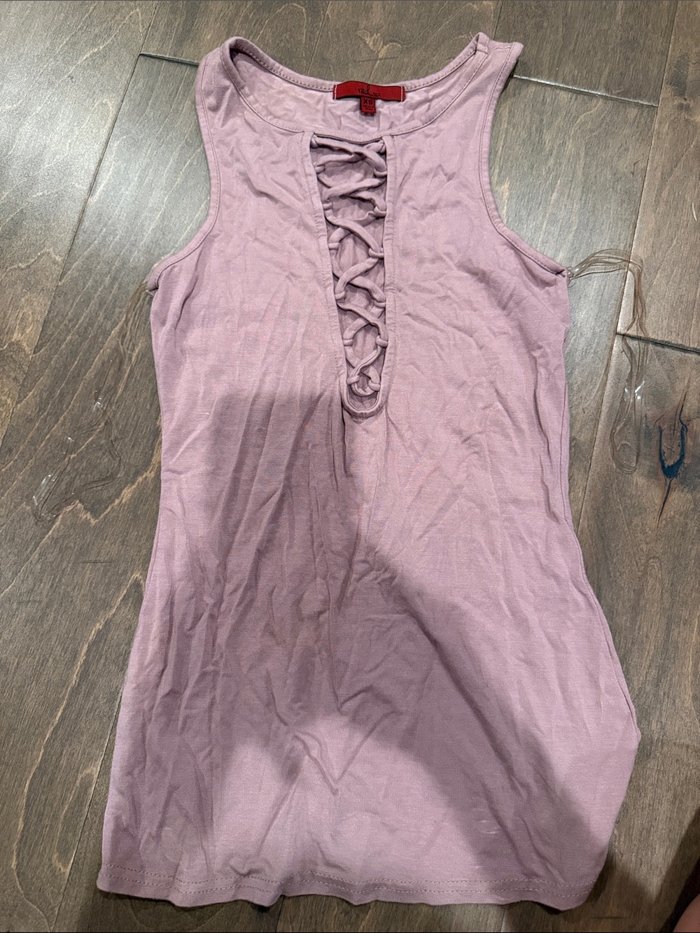 Lace-Up Front Tank Top in Mauve